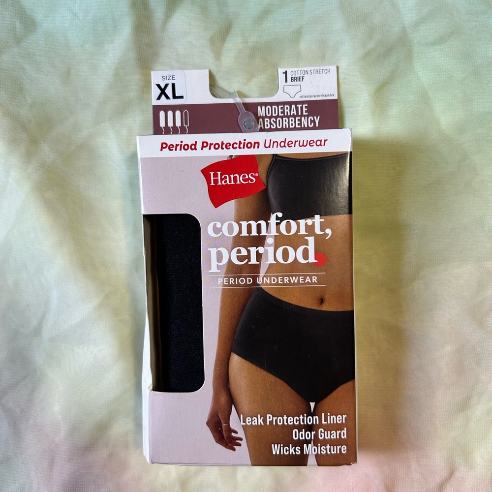 Women's Hanes Comfort Period Protection Brief Underwear Panty Moderate Leak (1)